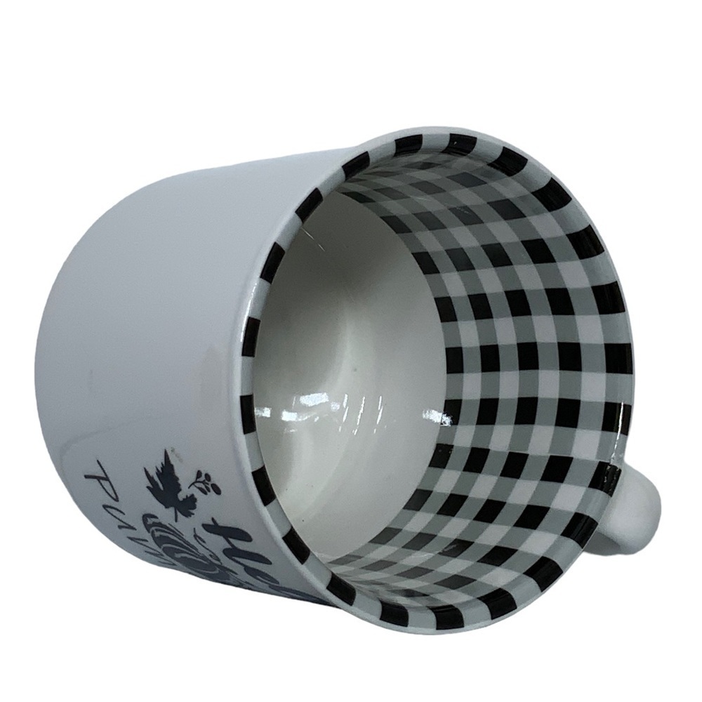 Mug Hello Pumpkin Phrase Gingham Check Buffalo Plaid Accented Ceramic  16 OZ - Picture 2 of 14